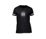 Black streetwear T-shirt with silver rh design for ladies