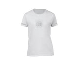 White streetwear T-shirt with silver rh design for ladies