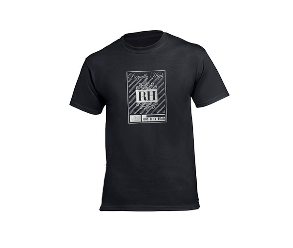 Black streetwear T-shirt with silver rh crown for men